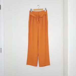 JACQUELINE De YONG Women's  Orange Tie Front Trouser Wide Legged Pants Size 36